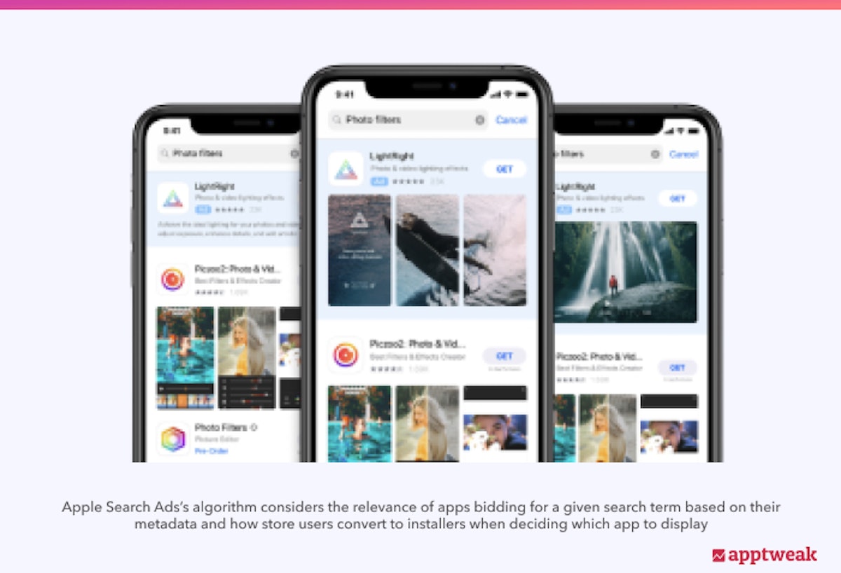 Apple Search Ads pick relevant apps for the ad group