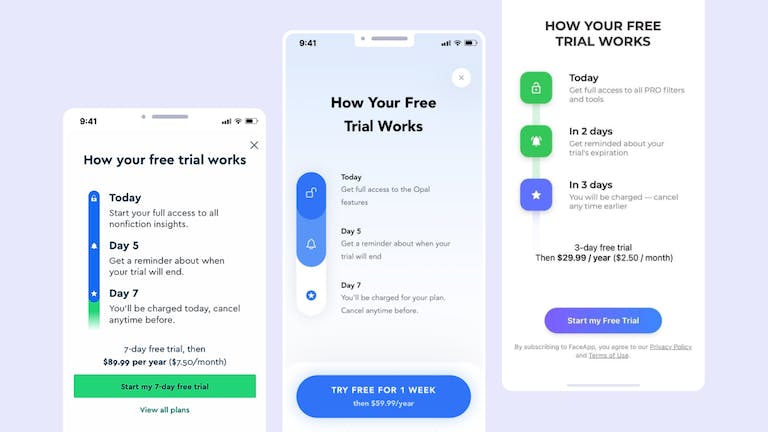 Blinkist paywall openly informs users about their free trial journey