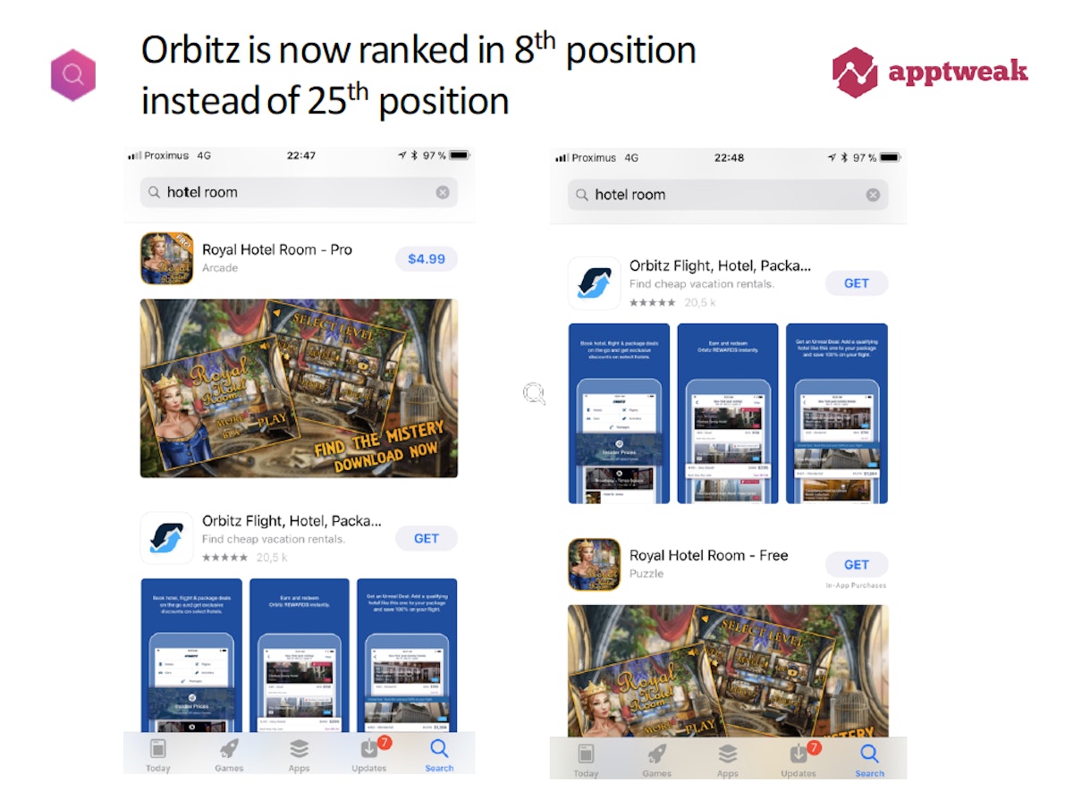 Search Ads app boosted to 8th position in organic search results
