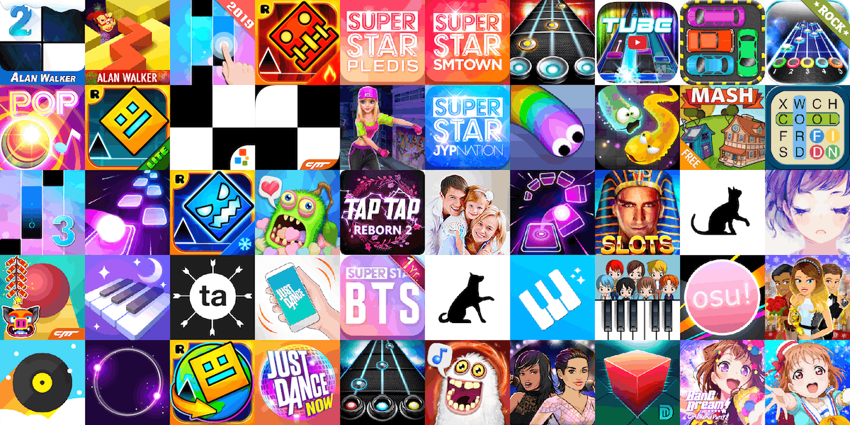 App icons of Top 50 mobile games in the US App Store Game - Music Category 