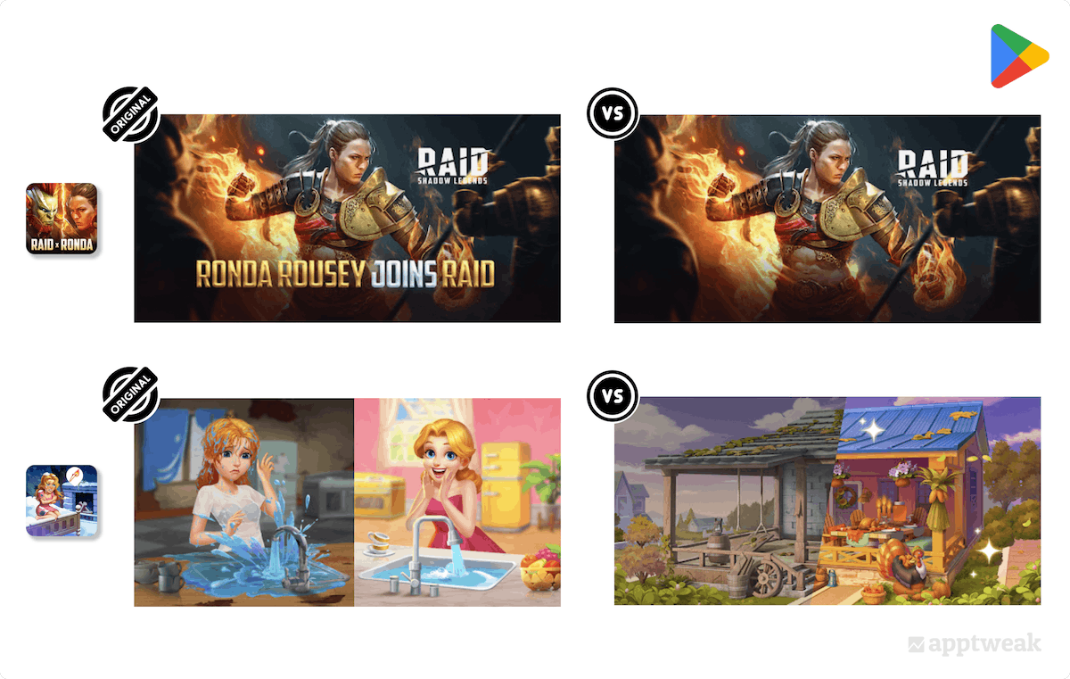 Examples of strategies used in A/B testing by popular mobile games