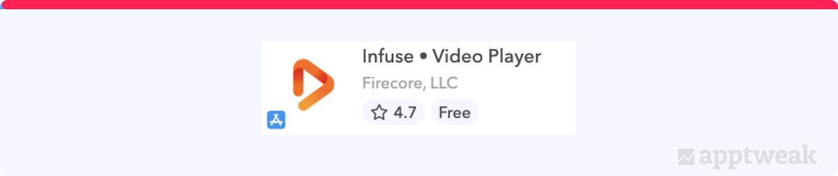Infuse has added the combination keyword video player after its brand name to reflect the app functionality